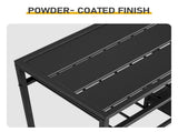 Black Outdoor Patio Bar Table with Multi-Tier Storage Shelves & Wine Glass Rack, Iron Bar Table, 110 35459775