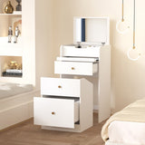 Small Vanity Desk with Mirror - White Makeup Vanitys Set Make up Table with Chair, Drawers, Mini 04096982
