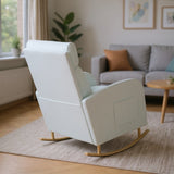 Chenille Upholstered Rocking Chair with Metal Legs and Side Storage Pocket Modern Comfort & 60836543