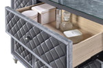 ZUN 1pc Glam 9-Drawer Dresser w Tempered Glass Top Velvet Tufted Drawer Front Faux Crystal Drawer Knobs B011P228579