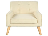 Mid-Century Modern Armchair - Tufted Fabric Accent Chair with Solid Wood Legs for Living Room, N767P419113B