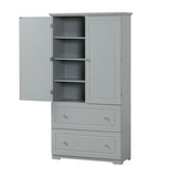 ZUN Wide Bathroom Storage Cabinet, Freestanding Storage Cabinet with Two Drawers and Adjustable Shelf, WF312729AAE