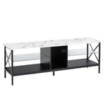 ZUN TV stand,Iron TV cabinet,entertainment center, TV set, media console, with LED lights, remote 02287276