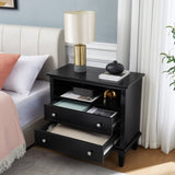 Open Space and 2 Drawers Dresser Nightstand with Charging Station, Farmhouse End Table with USB W1693P216933