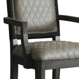 Two Tone Grey and Charcoal Upholstered Back Arm Chairs B062P185659