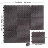 Patio Interlocking Deck Tiles, 12"x12" Square Composite Decking Tiles, Four Slat Plastic Outdoor W1859P224301
