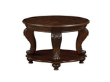 22'' Retro Round End Table,Solid Wood Sofa Side Table with Shelf,Living Room Corner Table Easy W1202P164015