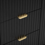 U_STYLE Entryway Cabinet with Wave Design - 3 Adjustable Shelves, 3 Drawers & Soft-Close Doors, N711P269066B