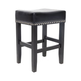 ZUN 26" Backless Leather Counter Stools, 2-Pcs Set, Black 74493.00