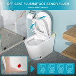 ZUN Smart Toilet with Bidet Built in, Auto Open & Close, Elongated Heated seat, Foot Sensor Flush, LED W1243P203359