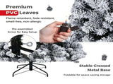 6 FT Snow Flocked Artificial Christmas Tree with 600 Branch Tips, Hinged PVC Xmas Tree Foldable 87635381