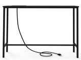 31.5" Console Table with US Standard Power Outlet, Melamine MDF Tabletop & Black Metal Frame, Black 53116651