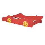 Twin Size Race Car-Shaped Platform Bed with Wheels,Red WF298789AAJ