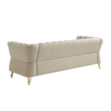 Modern Tufted Velvet Sofa 87.4 inch for Living Room Beige Color W579P329996