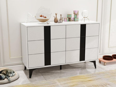 ZUN White blister six-drawers dresser cabinet W1236P163516