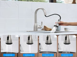 Kitchen Faucet with Pull Down Sprayer and 4 Spraying Modes Brushed Nickel Commercial 1 or 3 Hole 83119103