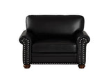 Living Room Sofa Single Seat Chair with Wood Leg Black Faux Leather W1097125450