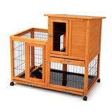 Detachable Rabbit Hutch with Removable Tray and Rolling Casters, Orange W2181P190616