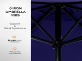 9ft Solar LED Patio Umbrella with Push Button Tilt & Crank, 6 Ribs Waterproof Polyester Outdoor 55576345