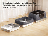 Galaxy stainless steel gray cat litter box, sturdy and durable, easy clean, odorless, non stick 61124127