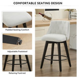 007-Swivel Counter Chairs, Modern Linen Fabric with Button-Tufted Backrest, Stylish Bar Stools, Set W2636P242111
