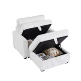 Living Room Square Tufted Upholstered Oversized Accent Ottoman with Storage Box,Large-White. W1708P291243