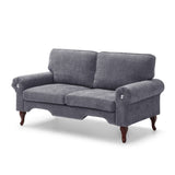66-Inch Modern Linen Loveseat Sofa with Wooden Legs & Crystal button and Copper Nail, Tufted W1117P268788