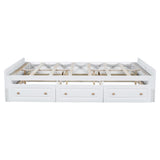 Wood Queen Size Platform Bed Frame with 6 Drawers, White 07431345