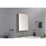 ZUN 32x24 Inch LED Backlit Bathroom Mirror with Metal Frame, Wall Mounted Vanity Mirror with Smart Touch 93611282