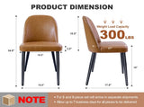 Brown Leather Identities Chair with Metal Legs, Armless Chair Set of 4 for Kitchen, Restaurant, T3967P497835