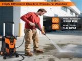 Orange Black 2300 PSI Electric Pressure Washer with 4 Quick-Connect Nozzles & Soap Bottle, 1900W 28713643