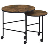 Vintage Oak and Black 2 Pieces Nesting Tables B062P181388