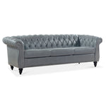 ZUN 84.65" Rolled Arm Chesterfield 3 Seater Sofa. W68061169