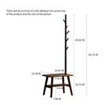 (Walnut Color) Natural Solid Wood Shoe Stool With Cloth Hanger, Mid-Century Modern Storage Bench W1283P298169