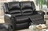 Plush Relax 1pc Manual Motion Loveseat Black Color Bonded Leather 2-Seat Couch Armrest Cushion B011P205579