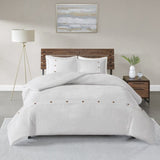Full/Queen 3 Piece Cotton Waffle Weave Duvet Cover Set B035129156