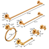 Bathroom Hardware Set, Thicken Space Aluminum 6 PCS Towel bar Set- Brushed Gold 24 Inches Wall 85205512