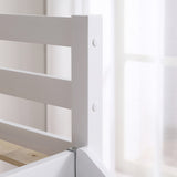 Elevated Cross Guard Rail with Slide Twin Pine Wooden Bed White 42592496