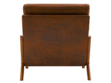 High Back Solid Wood Armrest Backrest Iron Frame Bronzing Cloth Indoor Leisure Chair Orange 41128051