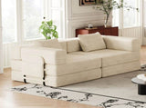72.4 inch convertible sofa bed, corduroy fabric sofa with two side storage pockets and two cushions, W3505P355570