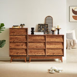 ZUN 6 Drawer Double Dresser Features Vintage-style and Bevel Design 37854788