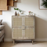 4-Doors Rattan Mesh Storage Cabinet, Sideboard with Eight Storage Spaces, for Entryway, Living Room, W757P198557
