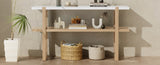 TREXM Retro Elegant Console Table with Marble-Effect Top and Versatile Storage Solutions for N715P196906D