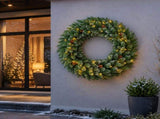 36" Snow-Tipped Pinecone Wreath, 200 PVC Tips, 70 Warm White LEDs with 8 Modes, Battery Box 34216235