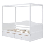 Twin Size Canopy Day Bed with 2 Drawers, White WF309172AAK