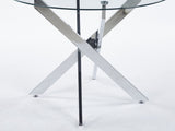 Dining Table with cross metal leg and tempered glass,Modern Space Saving Kitchen Table for Living 36989870