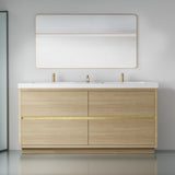 72" Freestanding Bathroom Vanity with Double Sinks, Bathroom Storage Vanity Cabinet with Stone Resin W1573P211193