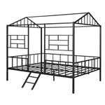 ZUN Metal House Bed Frame Full Size with Slatted Support No Box Spring Needed Black MF289094AAB