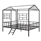 ZUN Metal House Bed Frame Full Size with Slatted Support No Box Spring Needed Black MF289094AAB