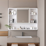 Aluminium Medicine Cabinet Mirror, 35 x 28 Inches Medicine Cabinet with 3 Colors LED Light and W2700P269439
